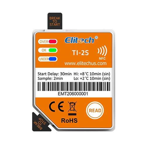 Ti-2s registrador de datos de temperatura nfc