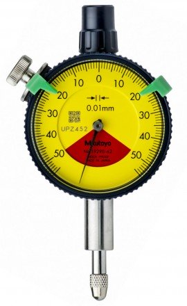 Mitutoyo 1929a-62 serie 1 indicador de esfera compacto de una revolución con orejeta trasera, 0 a 1, métrico, resistente al agua.