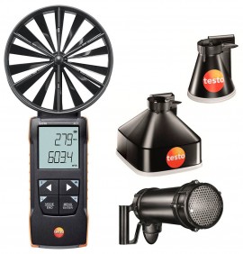 Kit de anemómetro digital de paletas testo 417 con embudos de medición y enderezador de flujo, 59,1 a 3937 fpm, 0,1 a 118 cfm