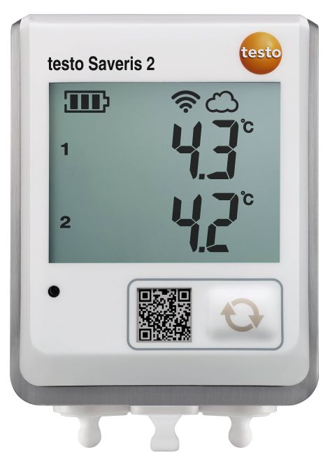 Testo saveris 2-t2 – registrador de datos wifi con pantalla y 2 conexiones para sondas de temperatura ntc