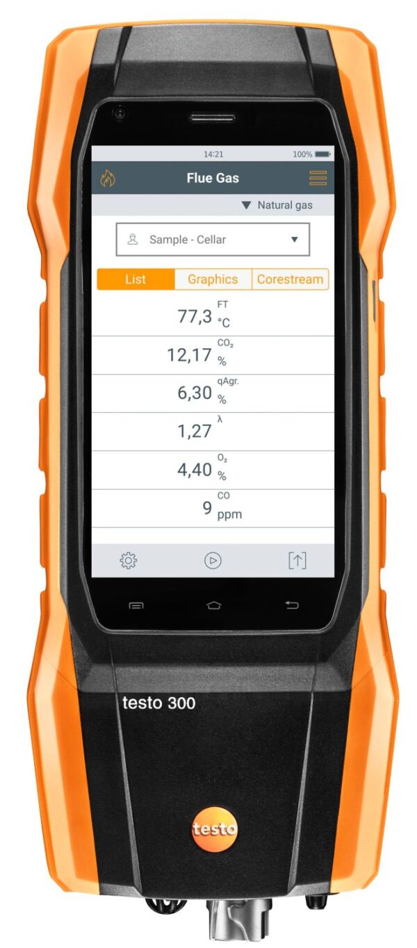 Kit analizador de combustión comercial testo 300 pro con sensor de na e impresora, o2, de 0 a 30.000 ppm de co