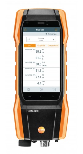 Kit analizador de combustión profesional testo 300 pro con bluetooth, o2, de 0 a 4000 ppm de co