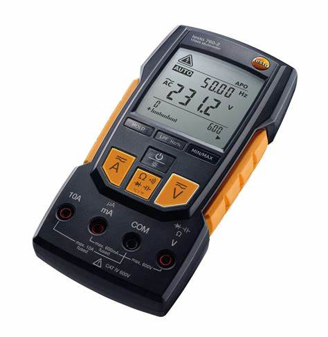 Multímetro digital testo 760-2 con capacitancia, trms, lpf, configuración automática, ciclo de trabajo y temperatura