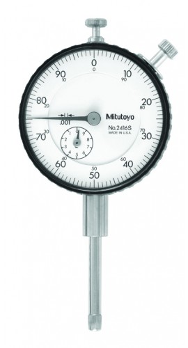 Mitutoyo 2416a-10 series 2 pulgadas indicador de dial de tipo estándar con respaldo de orejeta y cojinete enjoyado, 1″, 0.001″