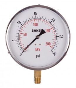 Manómetro Baker 421AVND-30, 0 a 30 psi