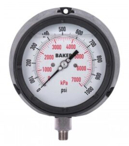 Manómetro Baker LF45-1000P-1-2, lleno de glicerina, conexión inferior NPT de 0-1000”, 0-7 psi-000-<>,<> kPa