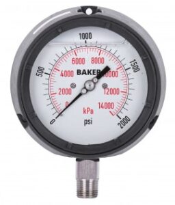 Manómetro baker lf45-2000p-1-2, lleno de glicerina, conexión inferior npt de 0-2000”, 0-14 psi-000-<>,<> kpa