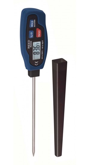 Reed r2222-nist termómetro digital de vástago de acero inoxidable, -40 a 482 °f (-40 a 250 °c), máx.-mín. y retención de datos