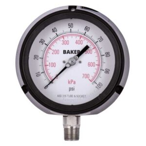 Manómetro baker lf45-100p-1-2, lleno de glicerina, conexión inferior npt de 0-100”, 0-700 psi-<>–<> kpa