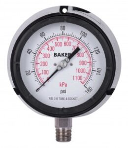 Manómetro baker lf45-160p-1-2, lleno de glicerina, conexión inferior npt de 0-160”, 0-1100 psi-<>–<> kpa