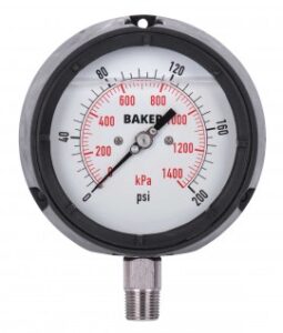 Manómetro baker lf45-200p-1-2, lleno de glicerina, conexión inferior npt de 0-200”, 0-1400 psi-<>–<> kpa