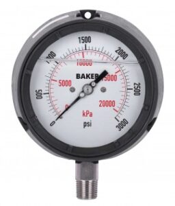 Manómetro baker lf45-3000p-1-2, lleno de glicerina, conexión inferior npt de 0-3000”, 0-21 psi-000-<>,<> kpa