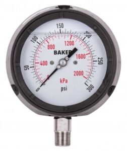 Manómetro baker lf45-300p-1-2, lleno de glicerina, conexión inferior npt de 0-300”, 0-2100 psi-<>–<> kpa