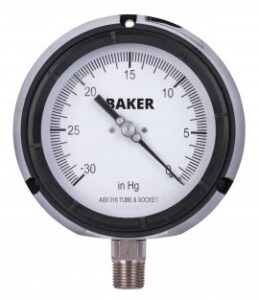 Manómetro baker lf45-30hg-1-2, lleno de glicerina, conexión inferior npt de 30-0”, <>“-<> hg vac