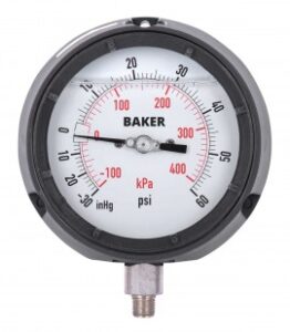 Manómetro baker lf45-60-1-2, lleno de glicerina, conexión inferior npt de 30-0”, 60″-<>–<> psi