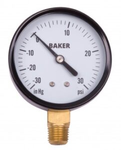 Manómetro baker lvbna-30, 30″hg-0 a 30 psi