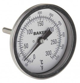 Termómetro bimetálico baker t30025-550, de 50 a 550 °f (0 a 300 °c), incluye certificado trazable