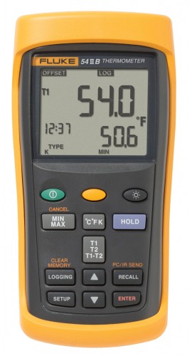 termómetro digital de doble entrada fluke 54-2-b con registro de datos