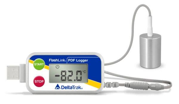 Registrador de datos pdf de vacunas certificado por flashlink ult con sensor de aluminio externo Modelo 40571