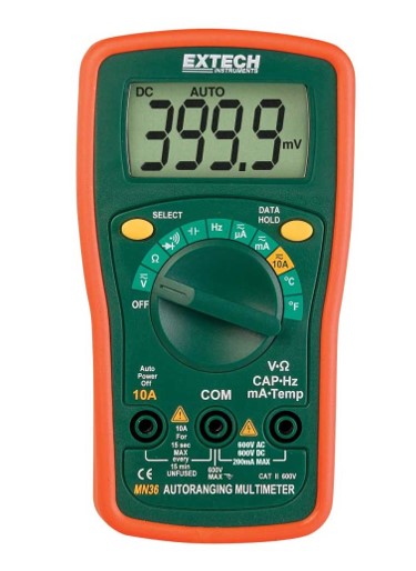 Mn36 — multimetro compacto autorrango con temperatura